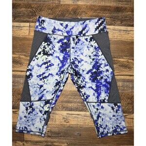 Calvin Klein Performance Women’s Quick Dry Capri Leggings Size M Blue Gray Print